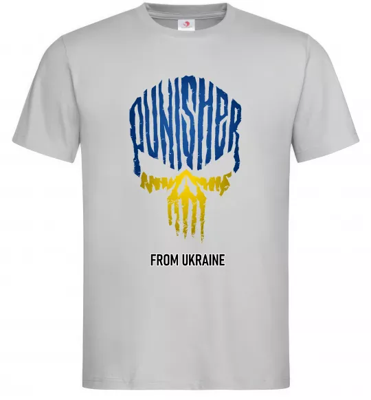Мужская футболка Punisher from Ukraine Серый фото