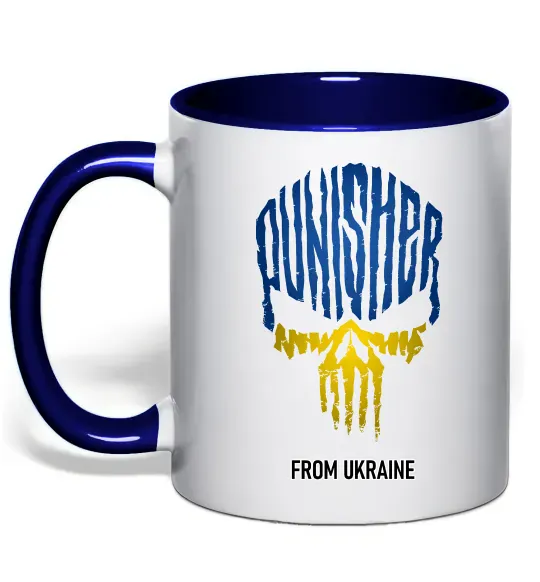 Чашка с цветной ручкой Punisher from Ukraine Глубокий темно-синий фото
