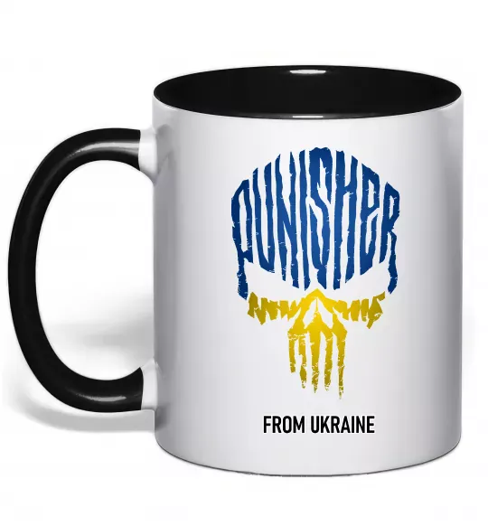 Чашка с цветной ручкой Punisher from Ukraine Черный фото
