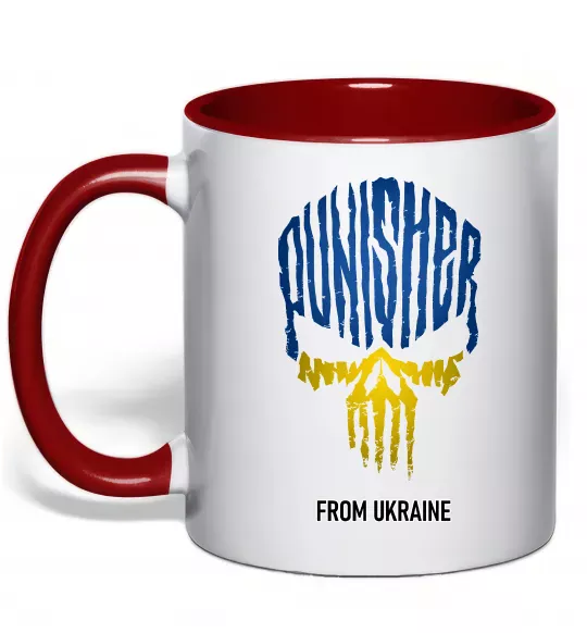 Чашка с цветной ручкой Punisher from Ukraine Красный фото