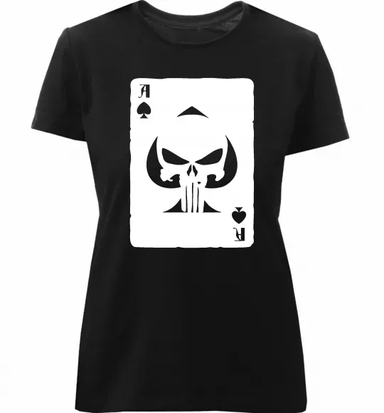 Женская премиум футболка Punisher card Черный фото