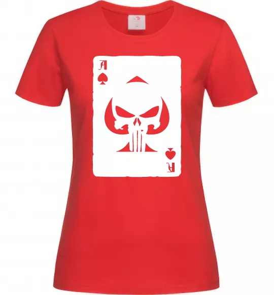 Женская футболка Punisher card Красный фото
