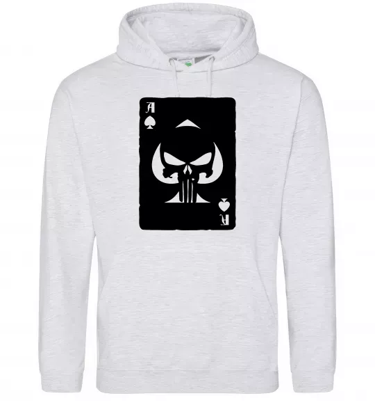Женская толстовка (худи) Punisher card Серый меланж фото