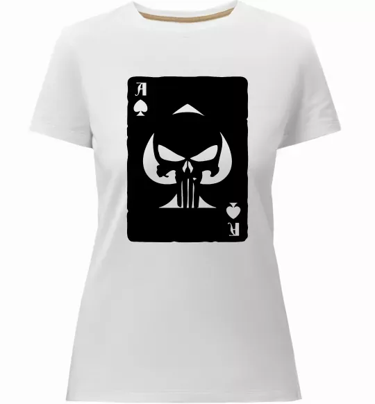 Женская премиум футболка Punisher card Белый фото