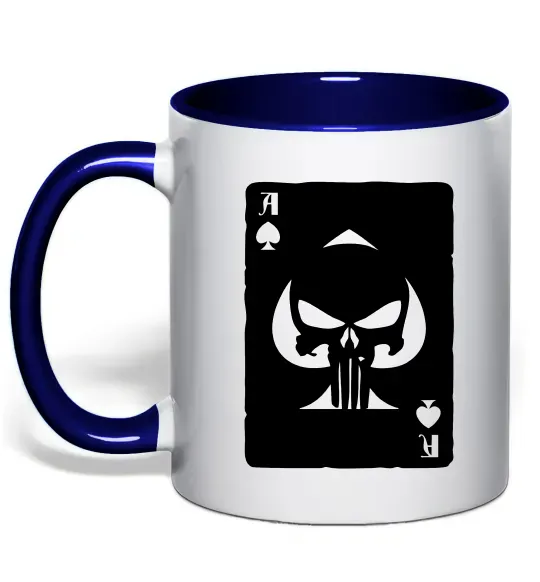 Чашка з кольоровою ручкою Punisher card Глибокий темно-синій фото