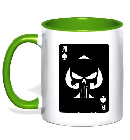 Чашка з кольоровою ручкою Punisher card Лаймовий фото