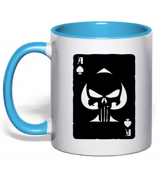 Чашка з кольоровою ручкою Punisher card Блакитний фото