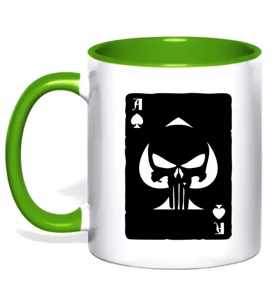 Чашка з кольоровою ручкою Punisher card Зелений фото