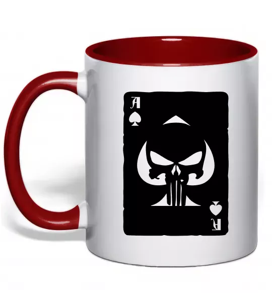 Чашка з кольоровою ручкою Punisher card Червоний фото
