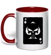 Чашка з кольоровою ручкою Punisher card Червоний фото