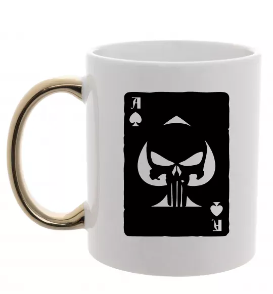 Чашка з кольоровою ручкою Punisher card Золото фото