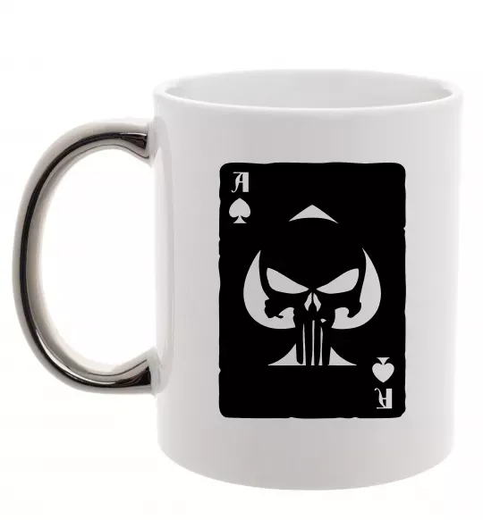 Чашка з кольоровою ручкою Punisher card Срібло фото