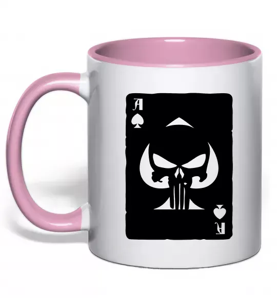 Чашка з кольоровою ручкою Punisher card Ніжно рожевий фото