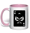 Чашка з кольоровою ручкою Punisher card Ніжно рожевий фото