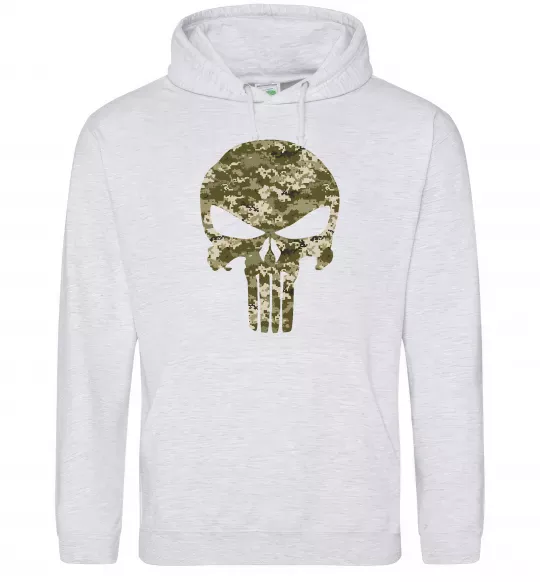 Женская толстовка (худи) Punisher камуфляж піксель Серый меланж фото