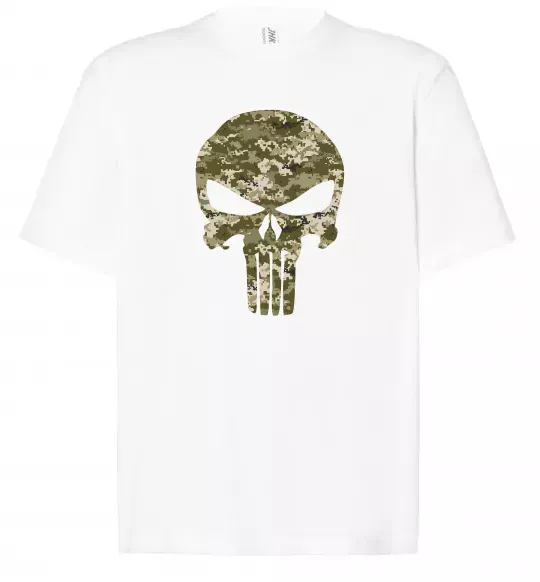 Футболка Оверсайз Punisher камуфляж піксель Белый фото