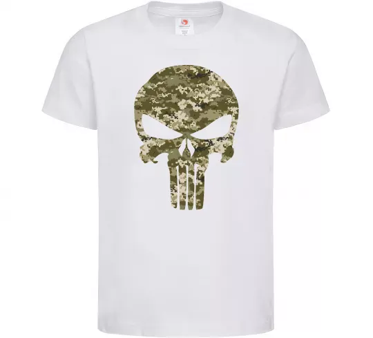 Дитяча футболка Punisher камуфляж піксель Білий фото