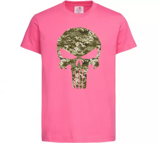 Дитяча футболка Punisher камуфляж піксель Яскраво-рожевий фото