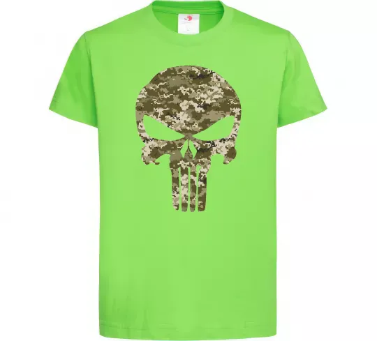 Дитяча футболка Punisher камуфляж піксель Лаймовий фото
