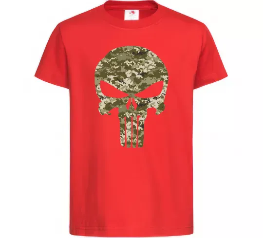 Дитяча футболка Punisher камуфляж піксель Червоний фото