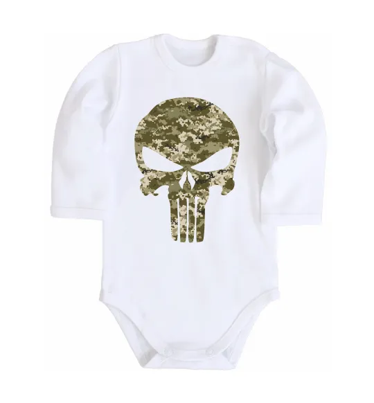 Детский боди Punisher камуфляж піксель Белый фото