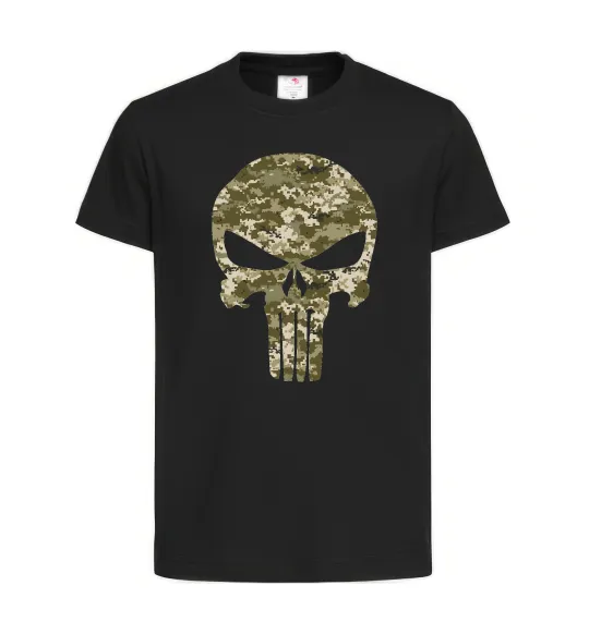 Детская футболка Punisher камуфляж піксель Черный фото