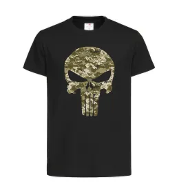Детская футболка Punisher камуфляж піксель Черный фото