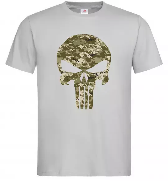 Мужская футболка Punisher камуфляж піксель Серый фото