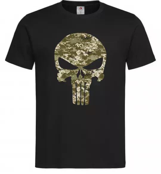 Мужская футболка Punisher камуфляж піксель Черный фото