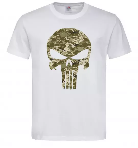 Мужская футболка Punisher камуфляж піксель Белый фото