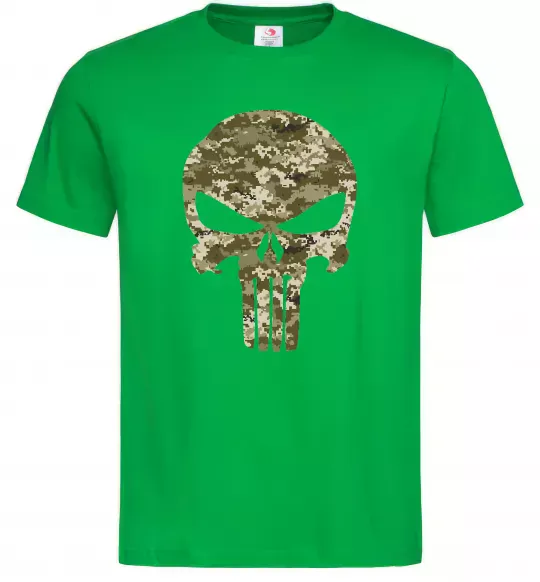 Мужская футболка Punisher камуфляж піксель Зеленый фото
