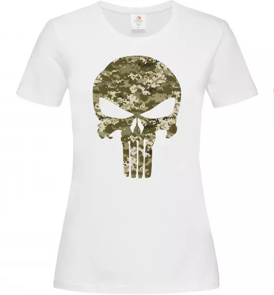 Женская футболка Punisher камуфляж піксель Белый фото