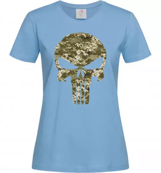 Женская футболка Punisher камуфляж піксель Голубой фото