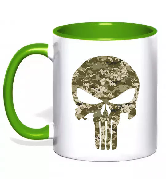Чашка с цветной ручкой Punisher камуфляж піксель Зеленый фото