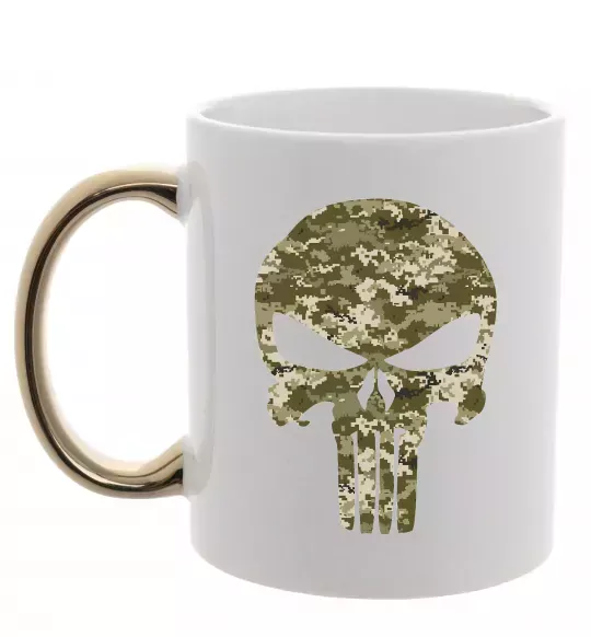 Чашка с цветной ручкой Punisher камуфляж піксель Золото фото