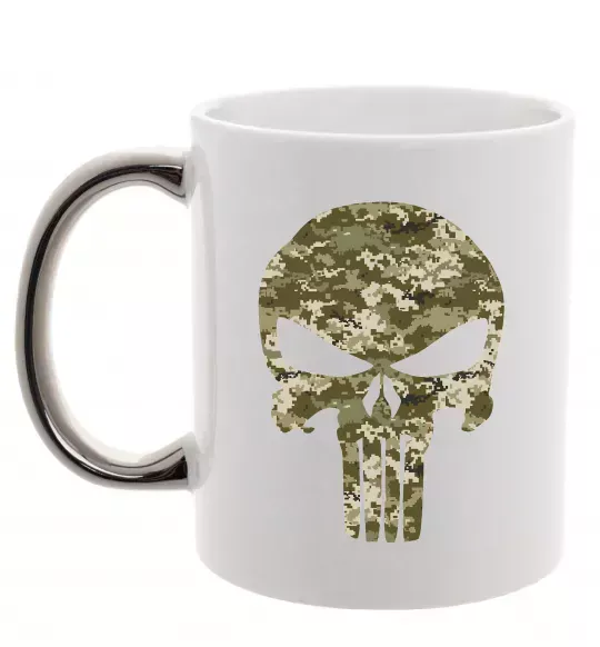 Чашка с цветной ручкой Punisher камуфляж піксель Серебро фото