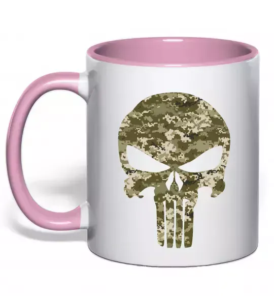 Чашка с цветной ручкой Punisher камуфляж піксель Нежно розовый фото