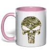 Чашка с цветной ручкой Punisher камуфляж піксель Нежно розовый фото