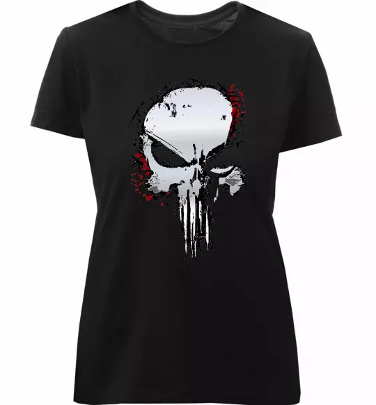 Женская премиум футболка Punisher silver Черный фото