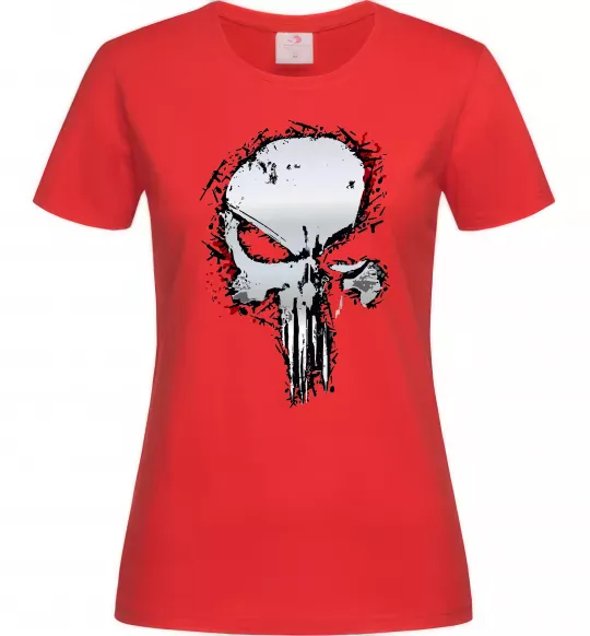 Женская футболка Punisher silver Красный фото