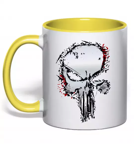Чашка с цветной ручкой Punisher silver Солнечно желтый фото