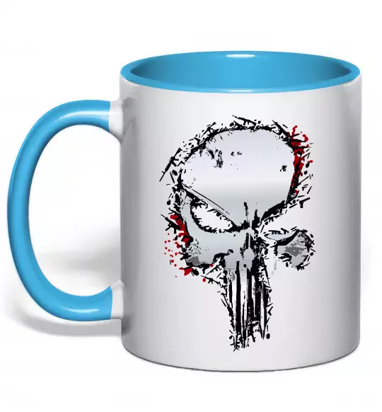 Чашка с цветной ручкой Punisher silver Голубой фото