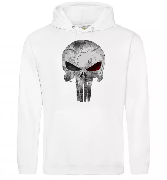 Мужская толстовка (худи) Punisher red eye Белый фото