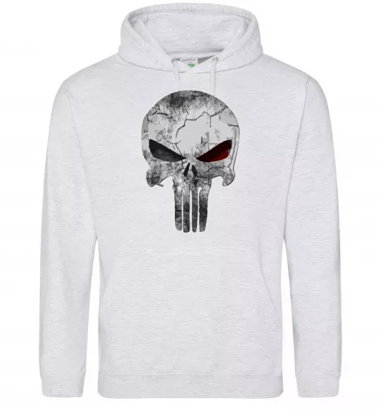 Мужская толстовка (худи) Punisher red eye Серый меланж фото