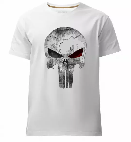 Мужская премиум футболка Punisher red eye Белый фото