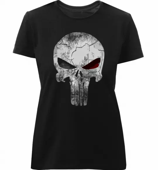 Женская премиум футболка Punisher red eye Черный фото