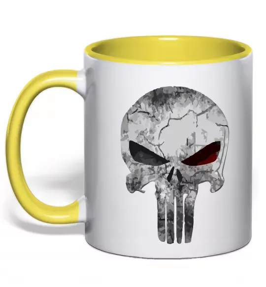 Чашка с цветной ручкой Punisher red eye Солнечно желтый фото