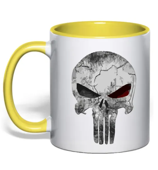 Чашка с цветной ручкой Punisher red eye Лимонный фото