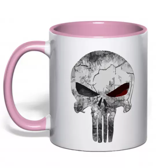 Чашка с цветной ручкой Punisher red eye Нежно розовый фото