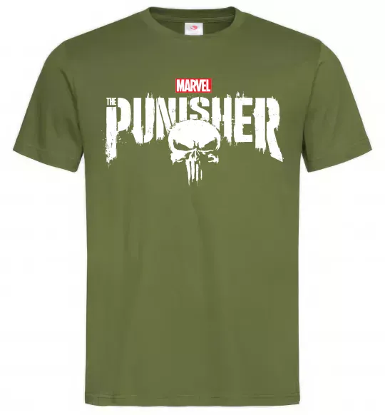 Чоловіча футболка Punisher marvel Оливковий фото